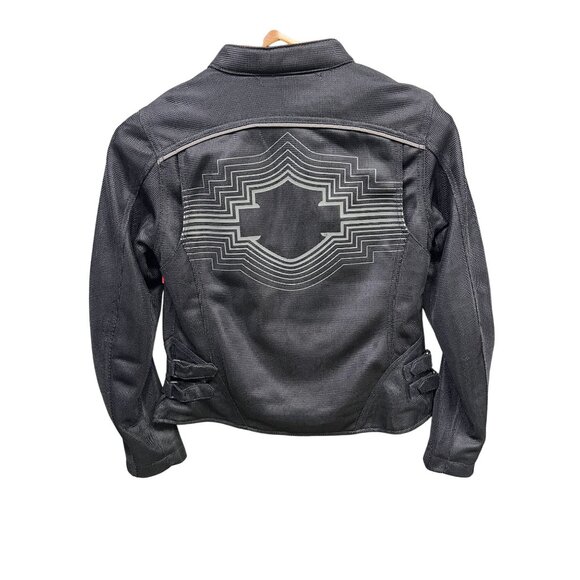 Harley-Davidson Womens Black Mesh Riding Jacket With Zipper Closures & Adjustabl - Picture 2 of 4